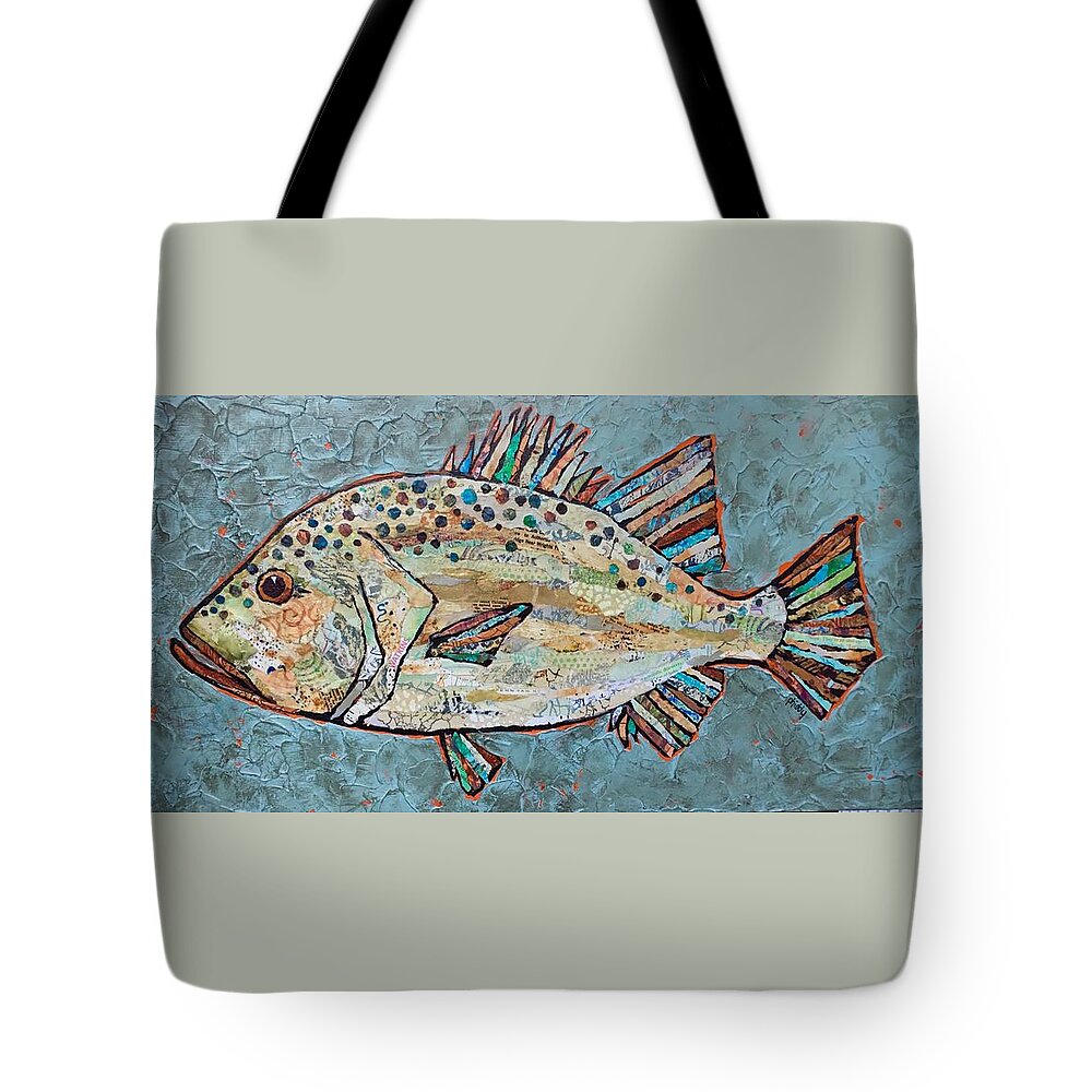 Perch Tote Bag featuring the painting Peggy the Perch by Phiddy Webb