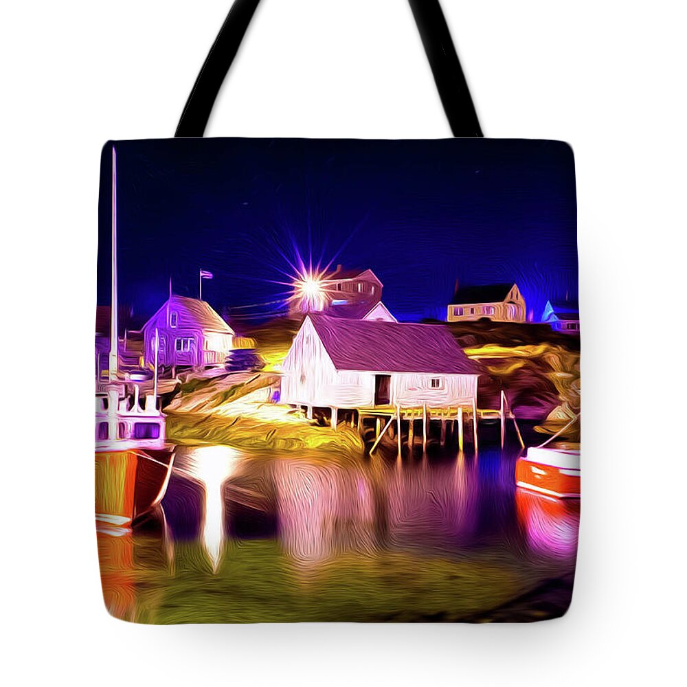 Peggy's Cove Tote Bag featuring the painting Peggy's Cove by Prince Andre Faubert