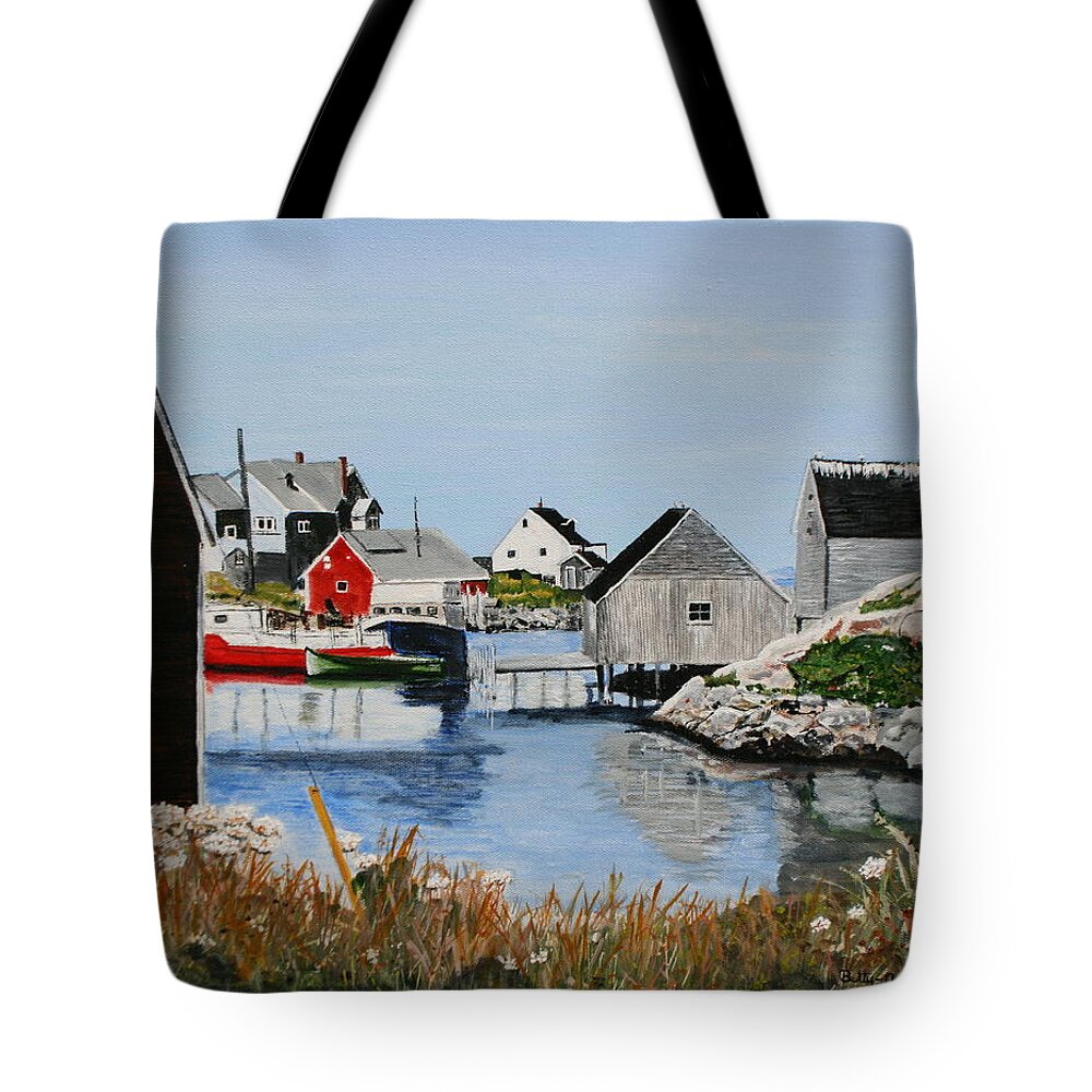 Peggys Cove Tote Bag featuring the painting Peggys Cove Nova Scotia by Betty-Anne McDonald