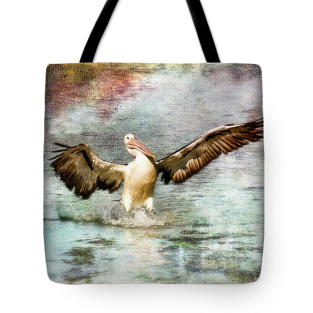 Pelicans Tote Bag featuring the photograph Pelican art 00174 by Kevin Chippindall