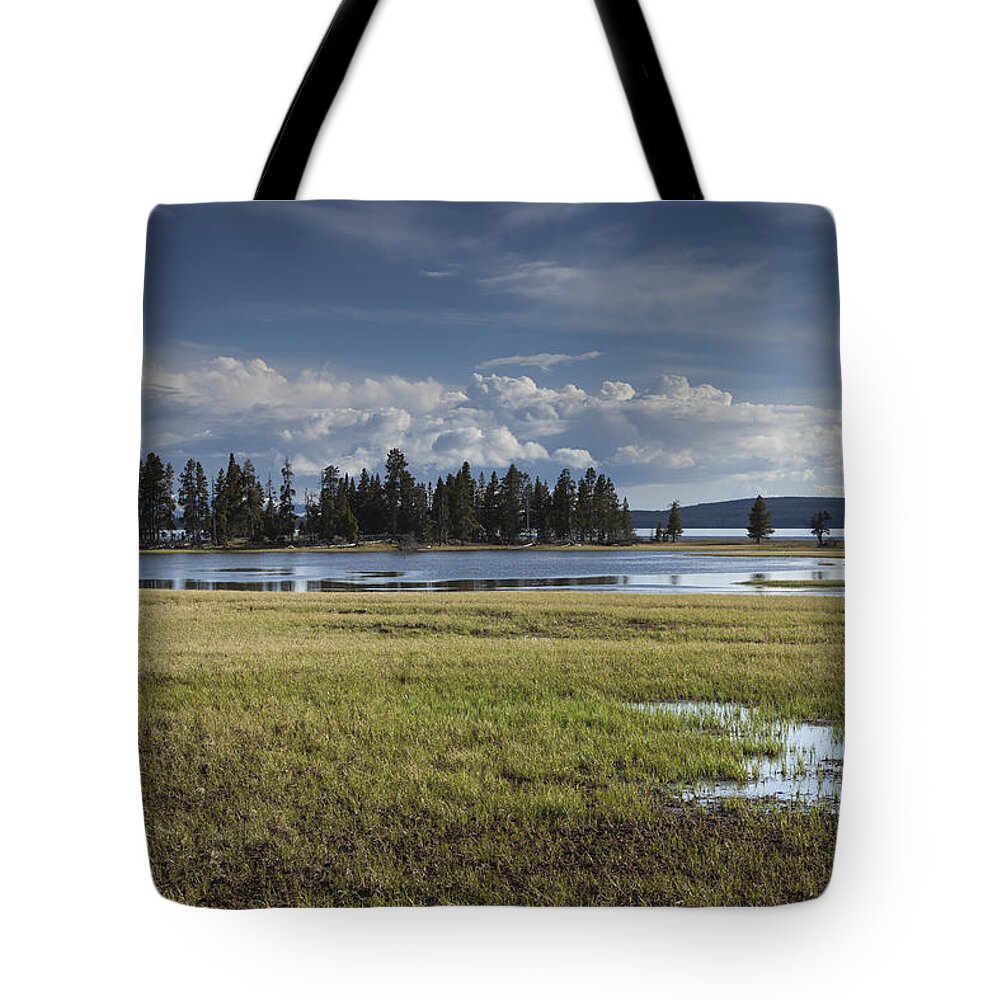 Pelican Tote Bag featuring the photograph Pelican Creek by David Watkins