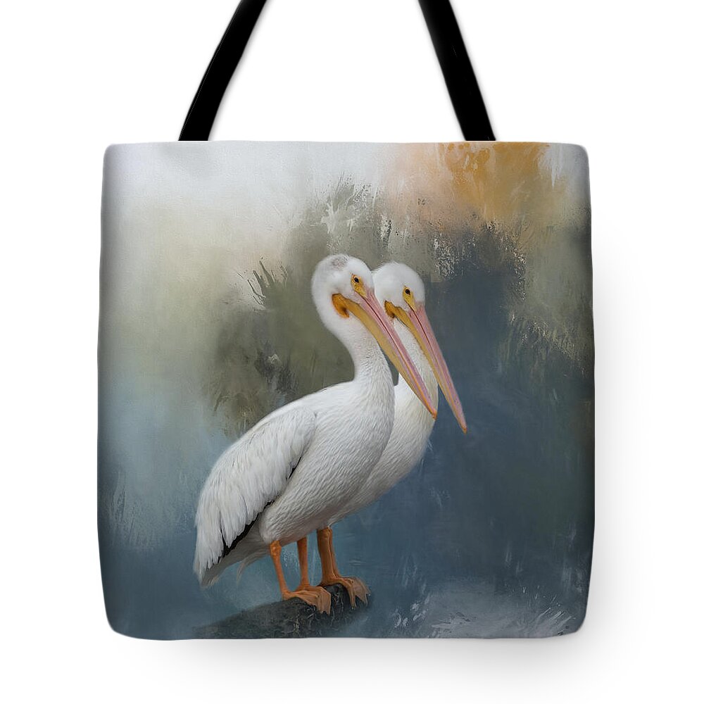 Pelican Tote Bag featuring the photograph Pelican Pair by Kim Hojnacki