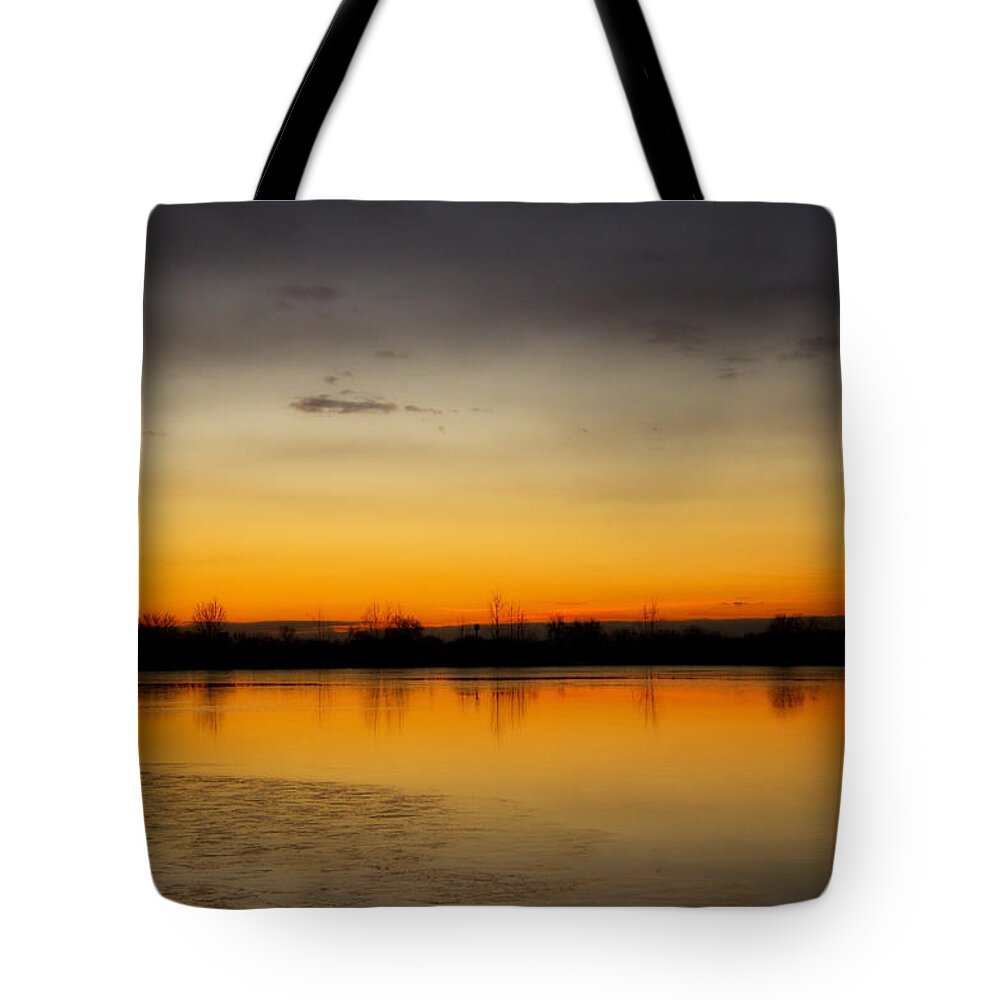Pella Ponds Tote Bag featuring the photograph Pella Ponds December 16th Sunrise by James BO Insogna