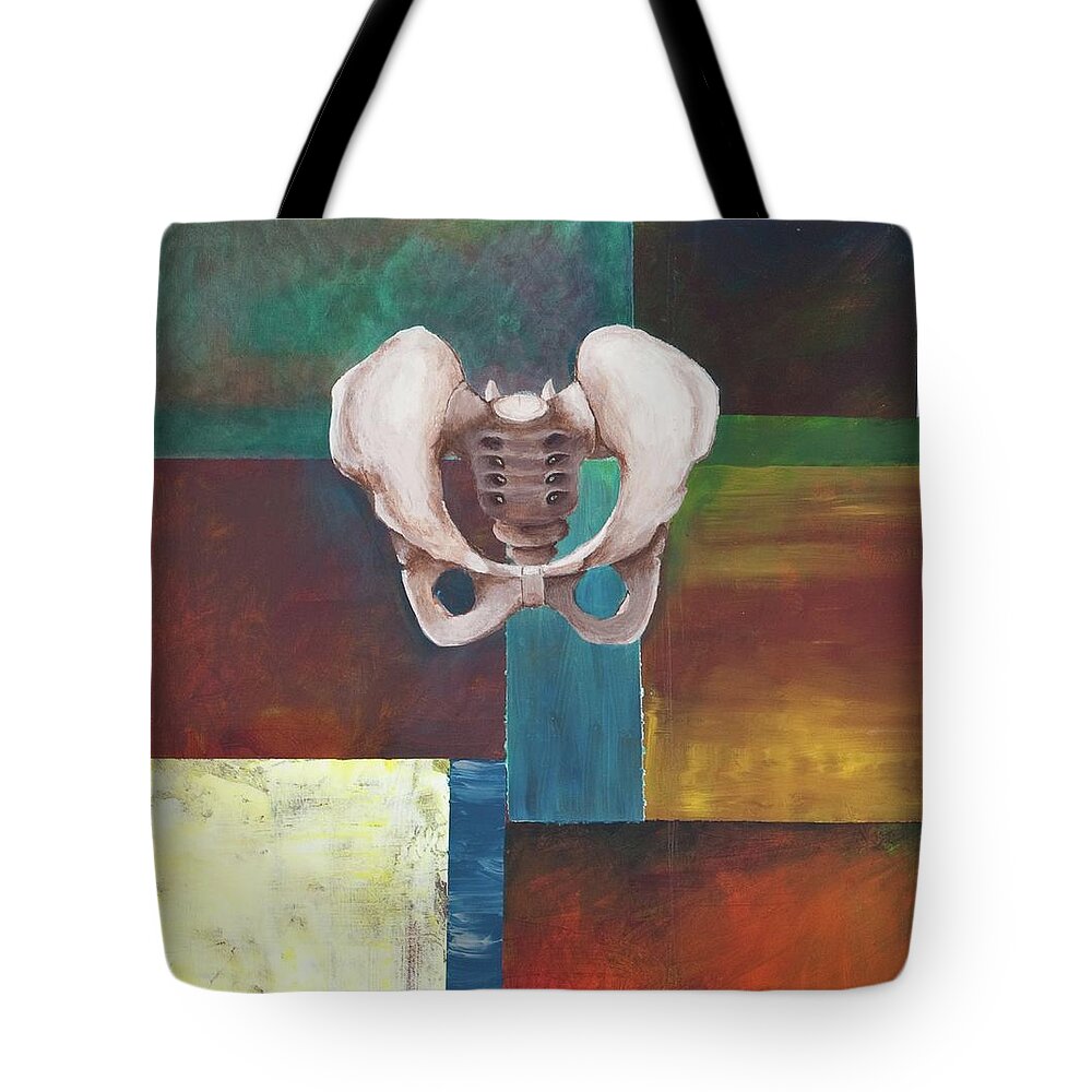 Chiropractic Art Tote Bag featuring the painting Pelvis by Sara Young