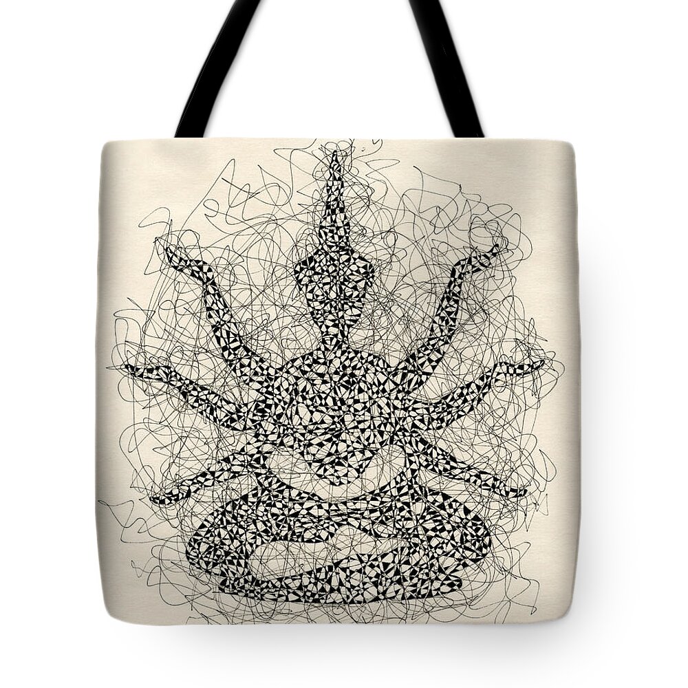 Buddha Tote Bag featuring the drawing Pen and Ink Drawing Buddha by Karla Beatty