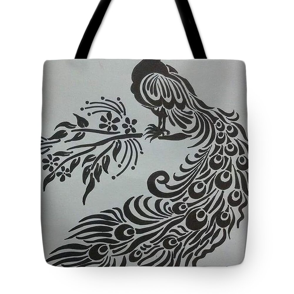 Peacock line art design with beautiful henna design black and  wall  stickers wildlife wild white  myloviewcom