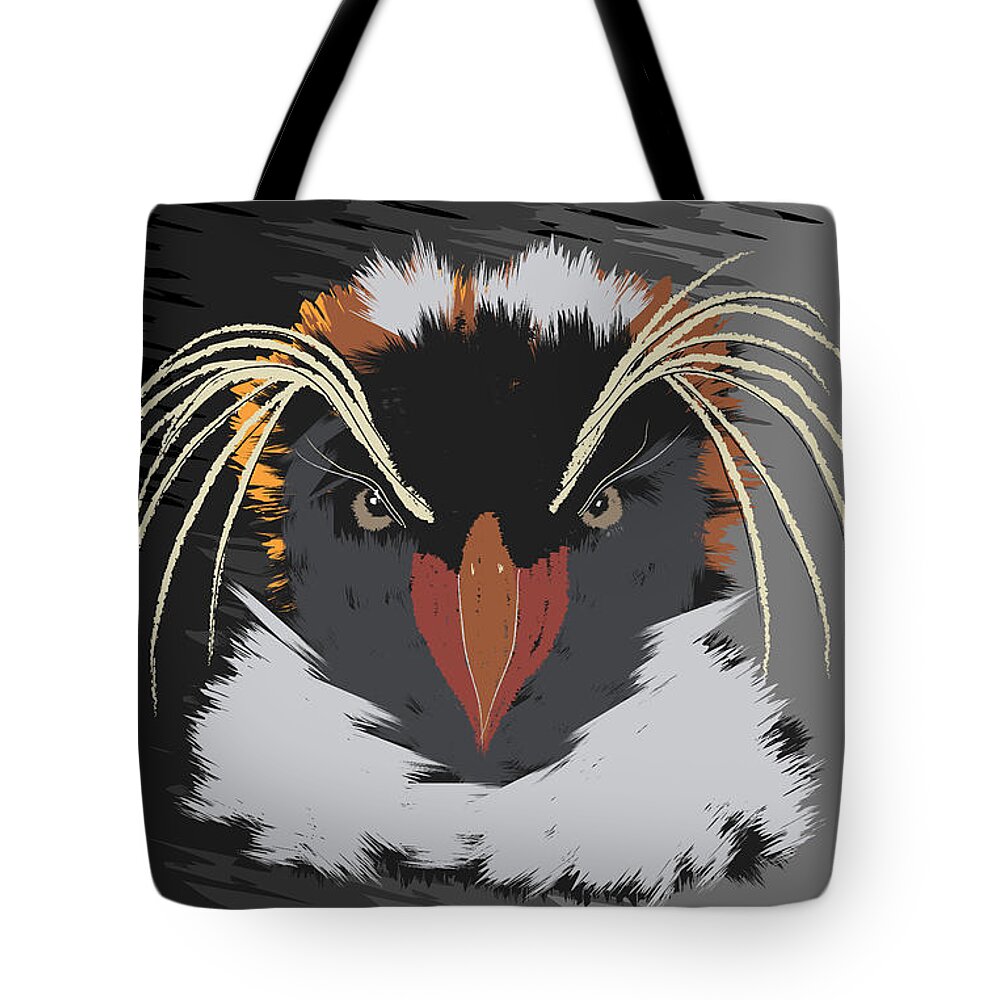 Colorful Tote Bag featuring the digital art Penguin Face Painting - Cute Illustrations by Jean-Pierre Prieur