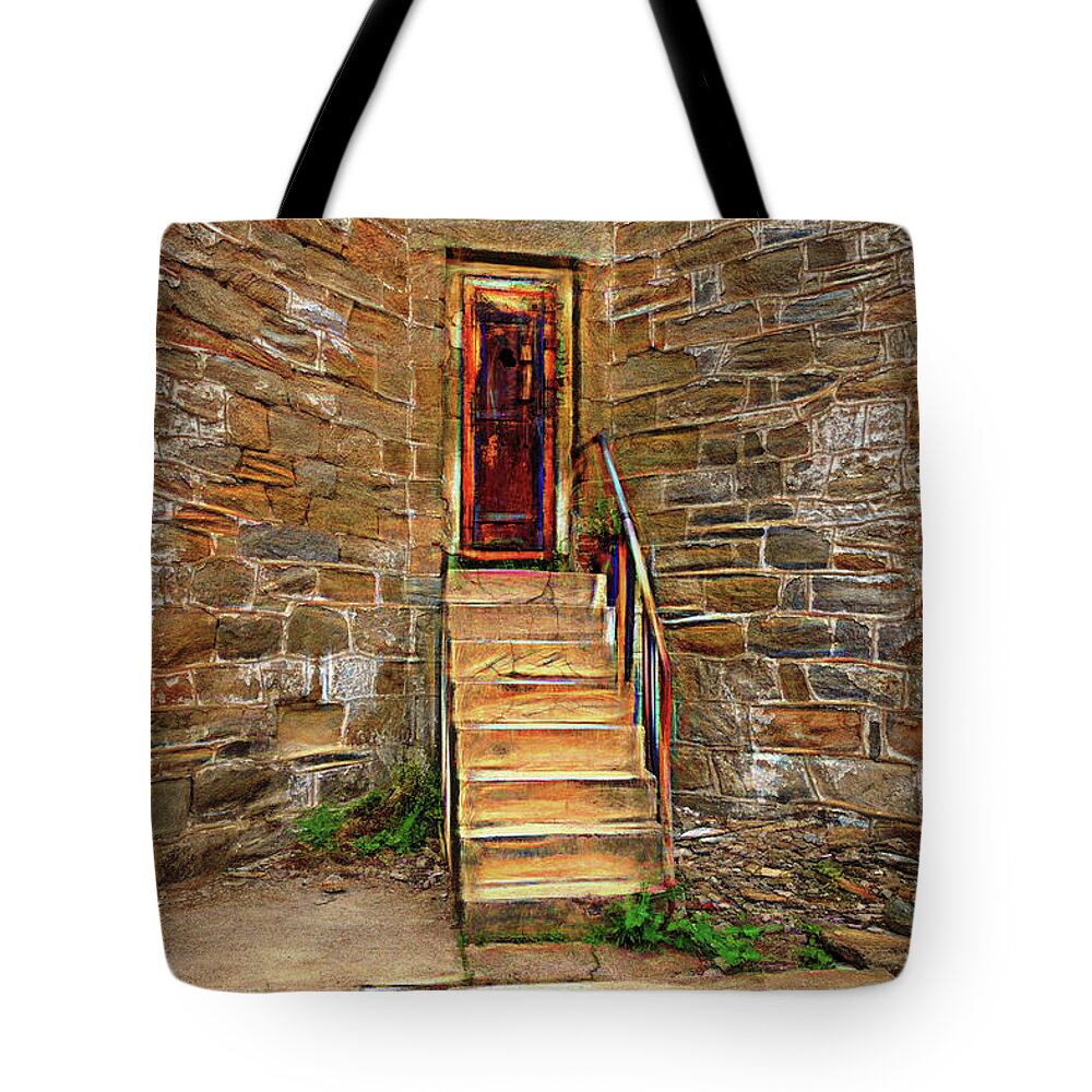 Eastern State Penitentiary Tote Bag featuring the photograph PenitentiaryTower Door by Tom Singleton