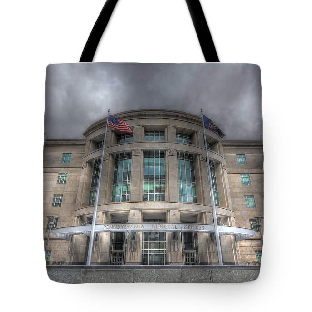 Harrisburg Tote Bag featuring the photograph Pennsylvania Judicial Center by Shelley Neff