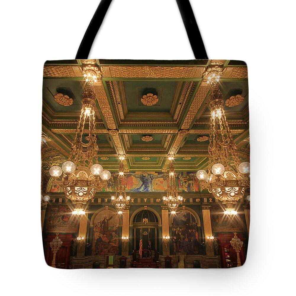Pennsylvania Tote Bag featuring the photograph Pennsylvania Senate Chamber by Shelley Neff