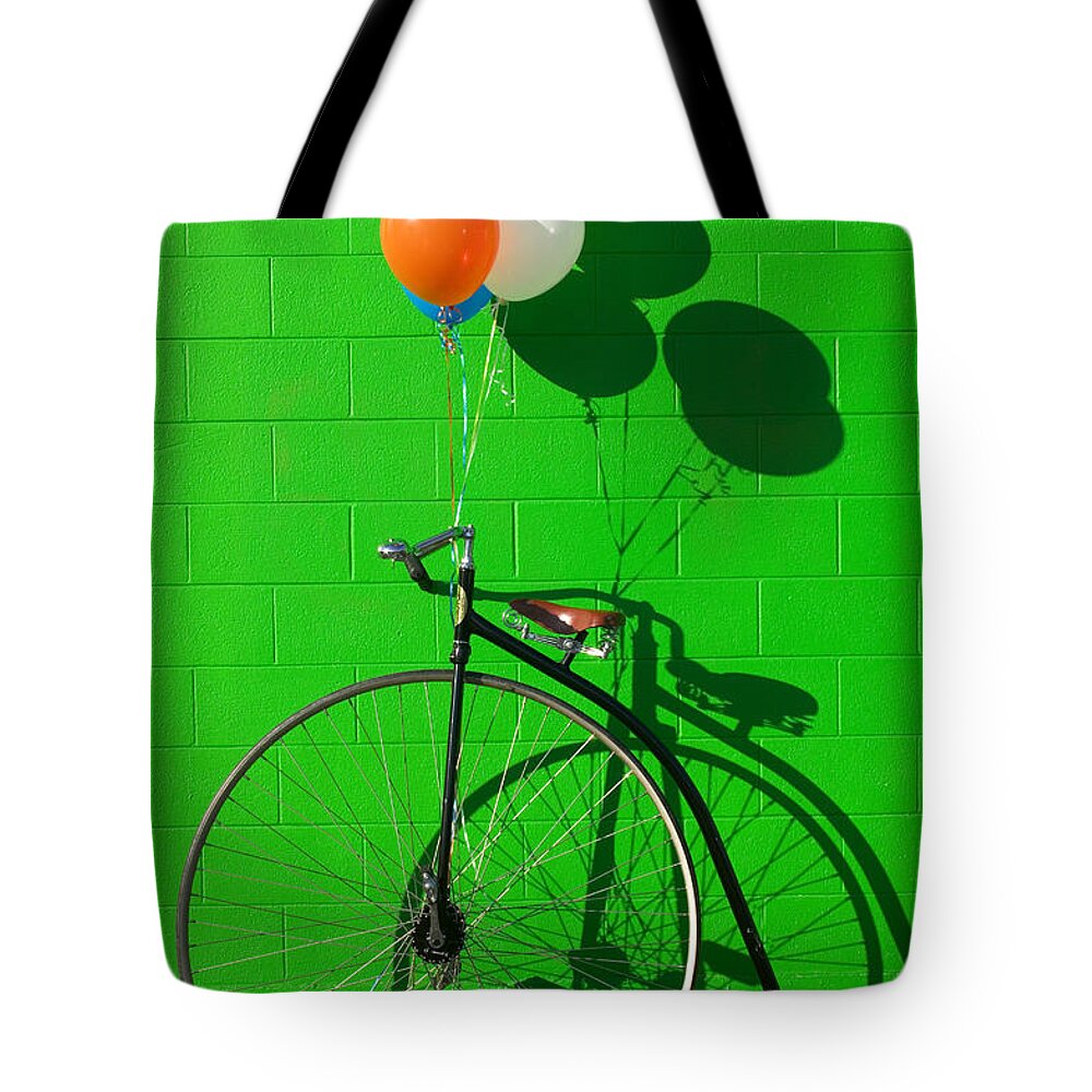 Penny Farthing Bike Tote Bag featuring the photograph Penny farthing bike by Garry Gay