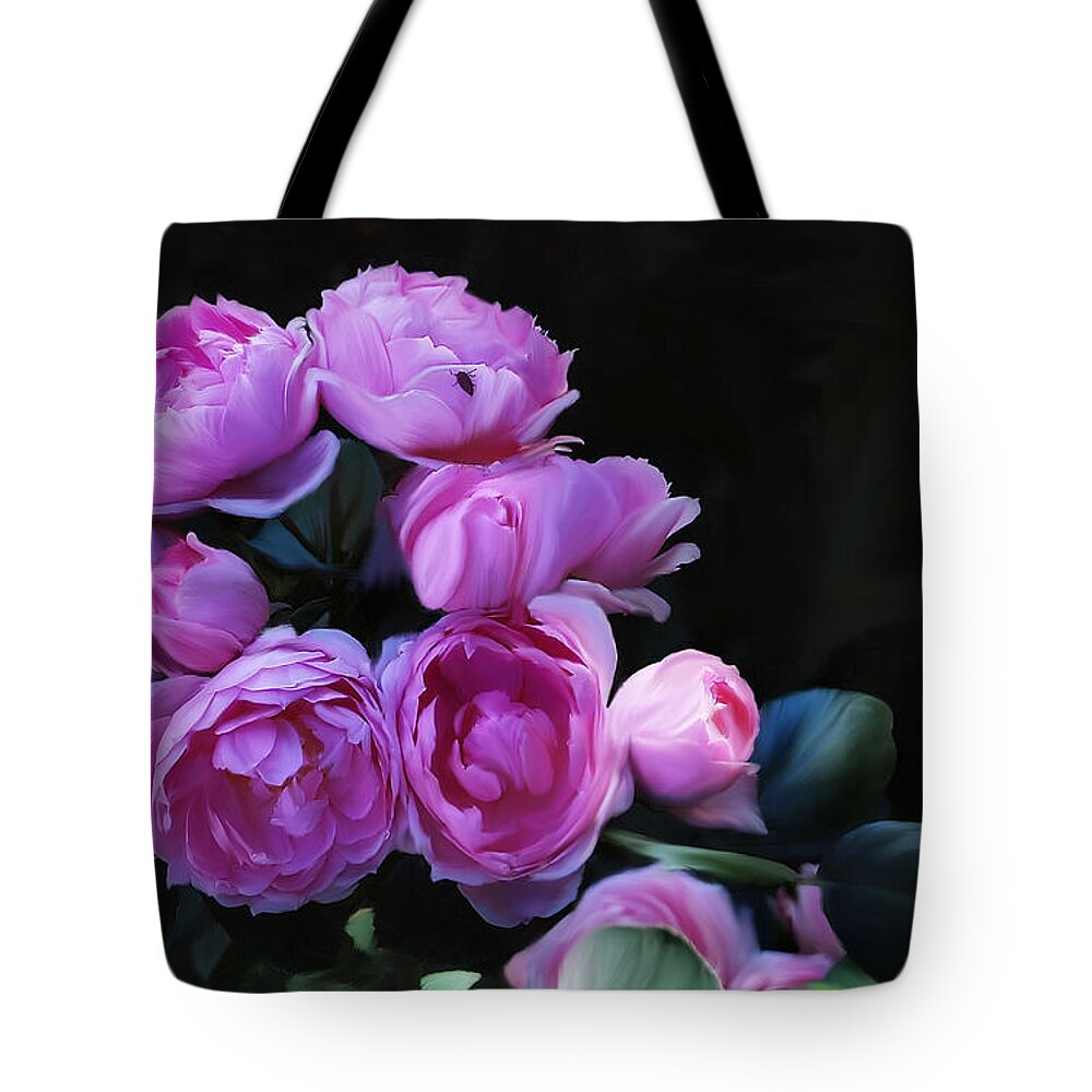 Botanicals Tote Bag featuring the painting Peoni Cluster by Elaine Manley