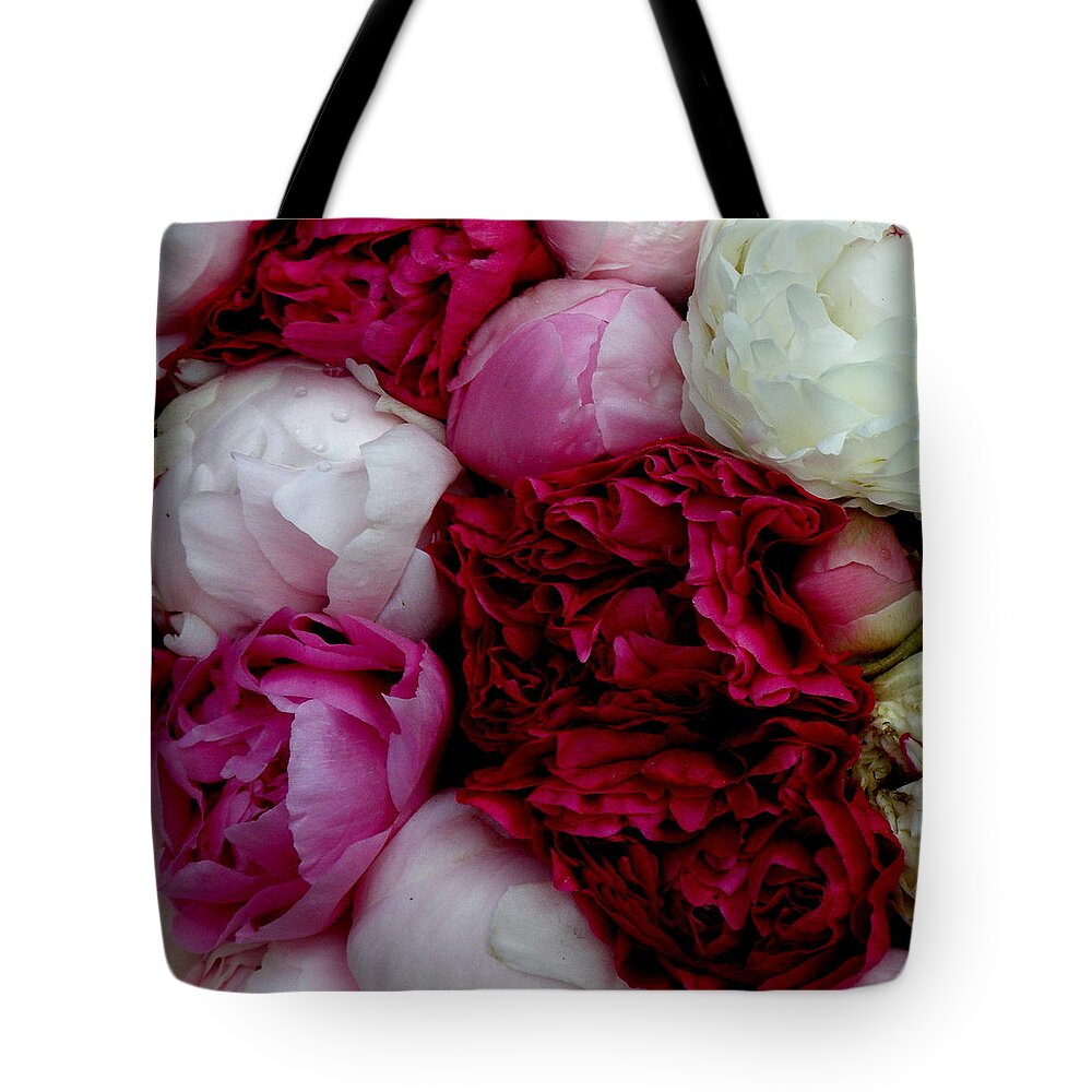Peonies Tote Bag featuring the photograph Peony Bouquet by Lainie Wrightson