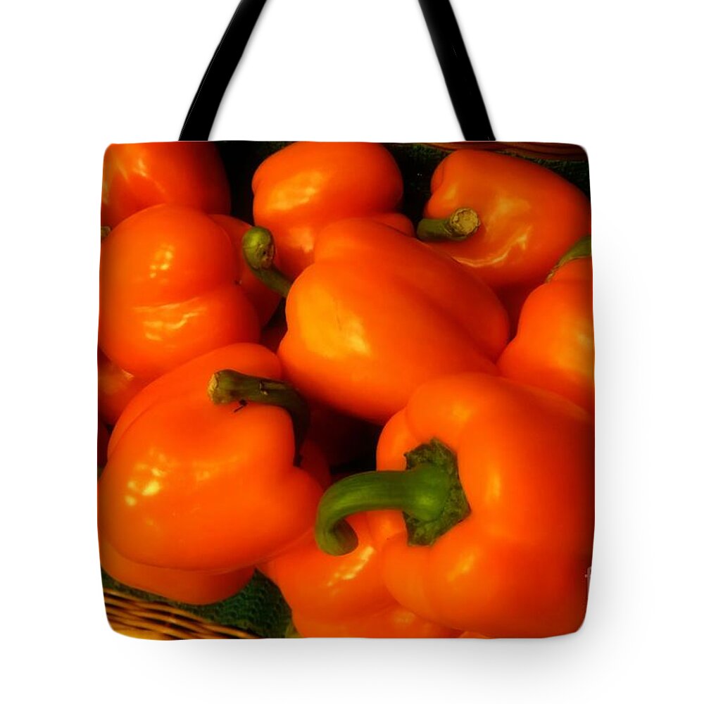 Basket Tote Bag featuring the photograph Peppers Plump and Pretty by RC DeWinter