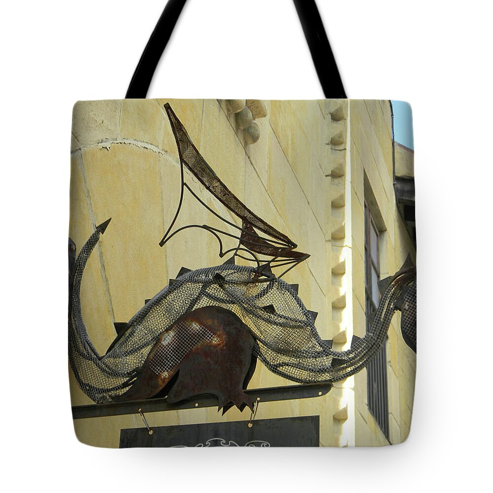 Dragon Tote Bag featuring the photograph Perching Dragon by Marwan George Khoury