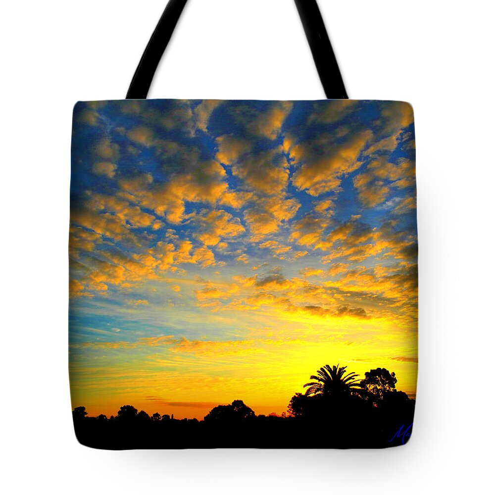 Sunset Tote Bag featuring the digital art Perfect Sunset by Mark Blauhoefer