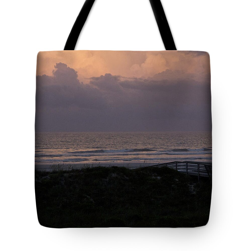 Boardwalk Tote Bag featuring the photograph Periwinkle Dusk by Nancy Dinsmore