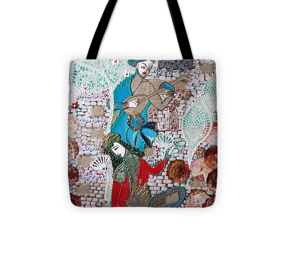 Iranian Painting Tote Bag featuring the painting Persian painting # 1 by Sima Amid Wewetzer