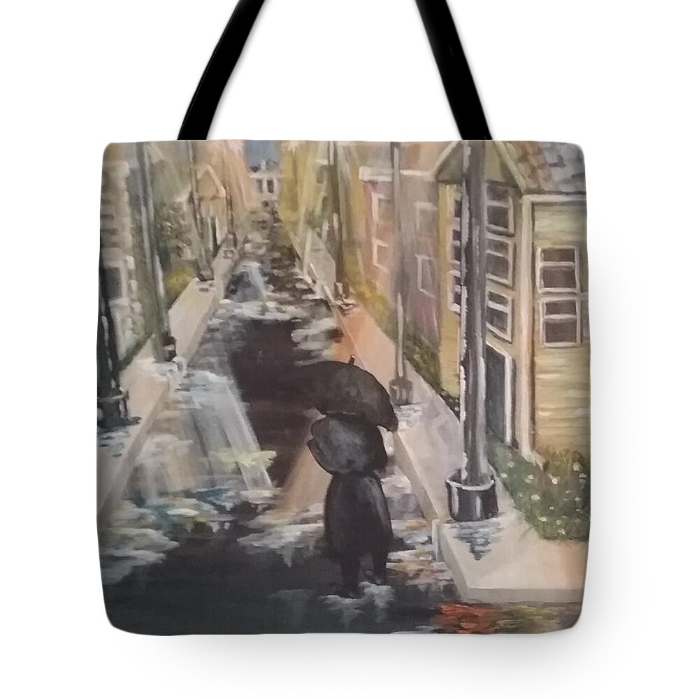 Rain Tote Bag featuring the painting Persistence by Saundra Johnson