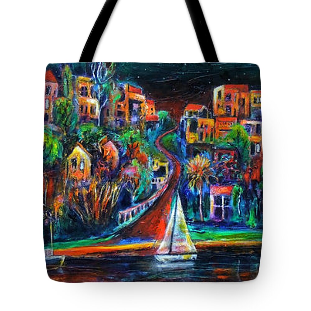 Art Tote Bag featuring the painting Perth by night by Jeremy Holton