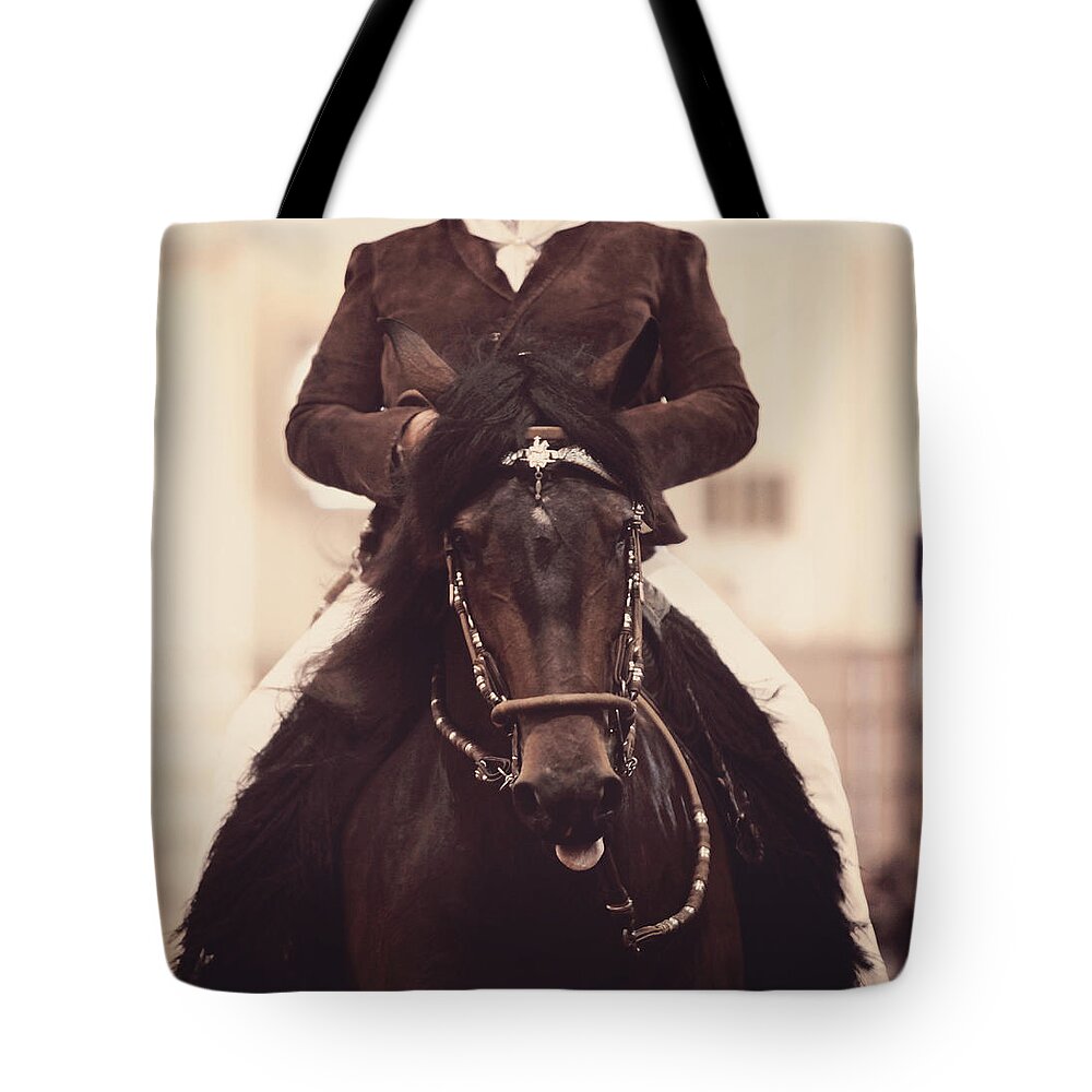 Horse Tote Bag featuring the photograph Peruvian Horse Rider by Toni Hopper