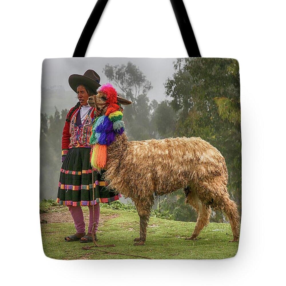 Peru Tote Bag featuring the photograph Peruvian Llama by John Haldane