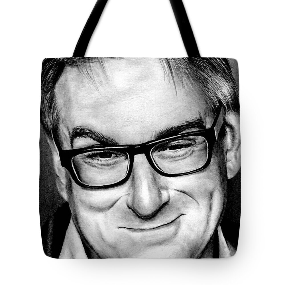 Peter Gould Tote Bag featuring the drawing Peter Gould by Rick Fortson