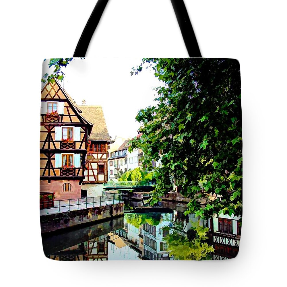 Europe Tote Bag featuring the digital art Petite France - Strassbourg, France by Joseph Hendrix