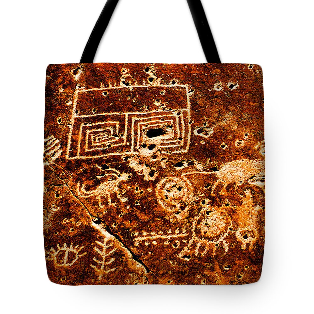 Petroglyphs Tote Bag featuring the photograph Petroglyph panel work 7 by David Lee Thompson