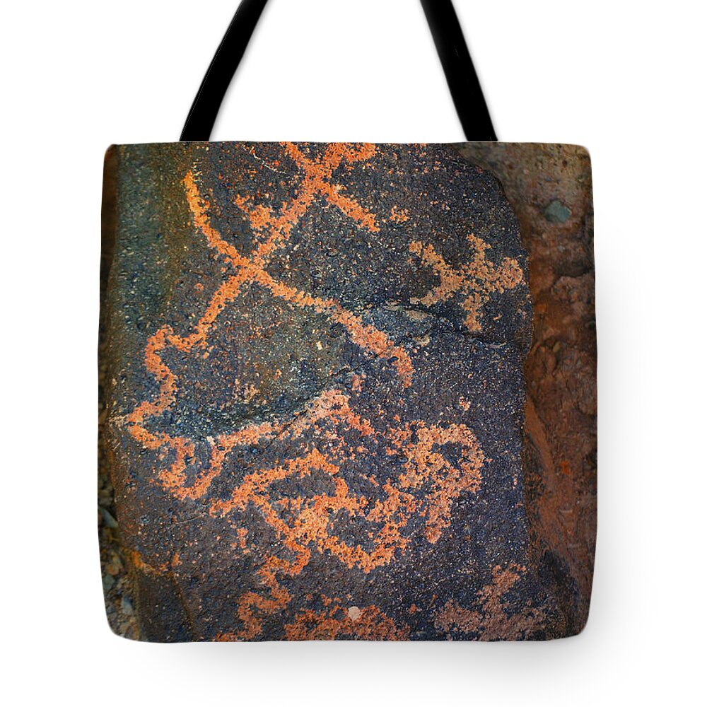 Stone Tote Bag featuring the photograph Petroglyph Tucson Arizona by Donna Greene