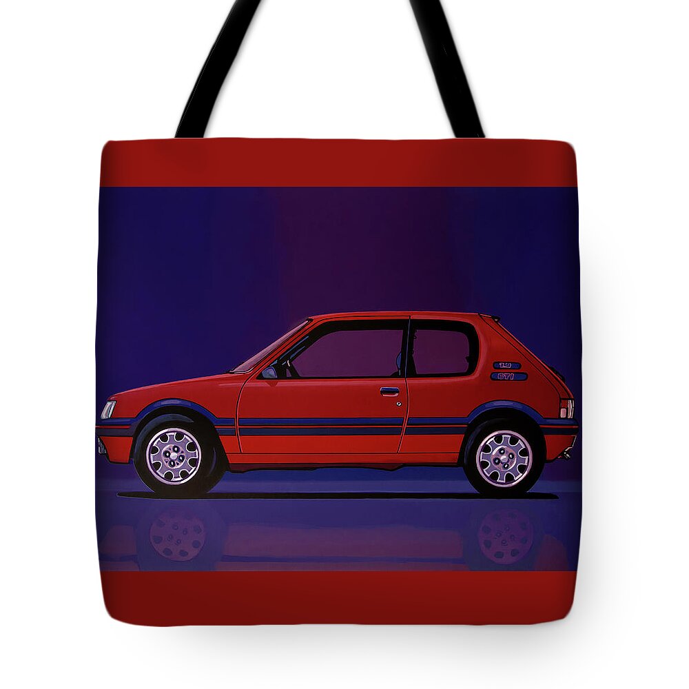 Peugeot 205 Gti Tote Bag featuring the painting Peugeot 205 GTI 1984 Painting by Paul Meijering