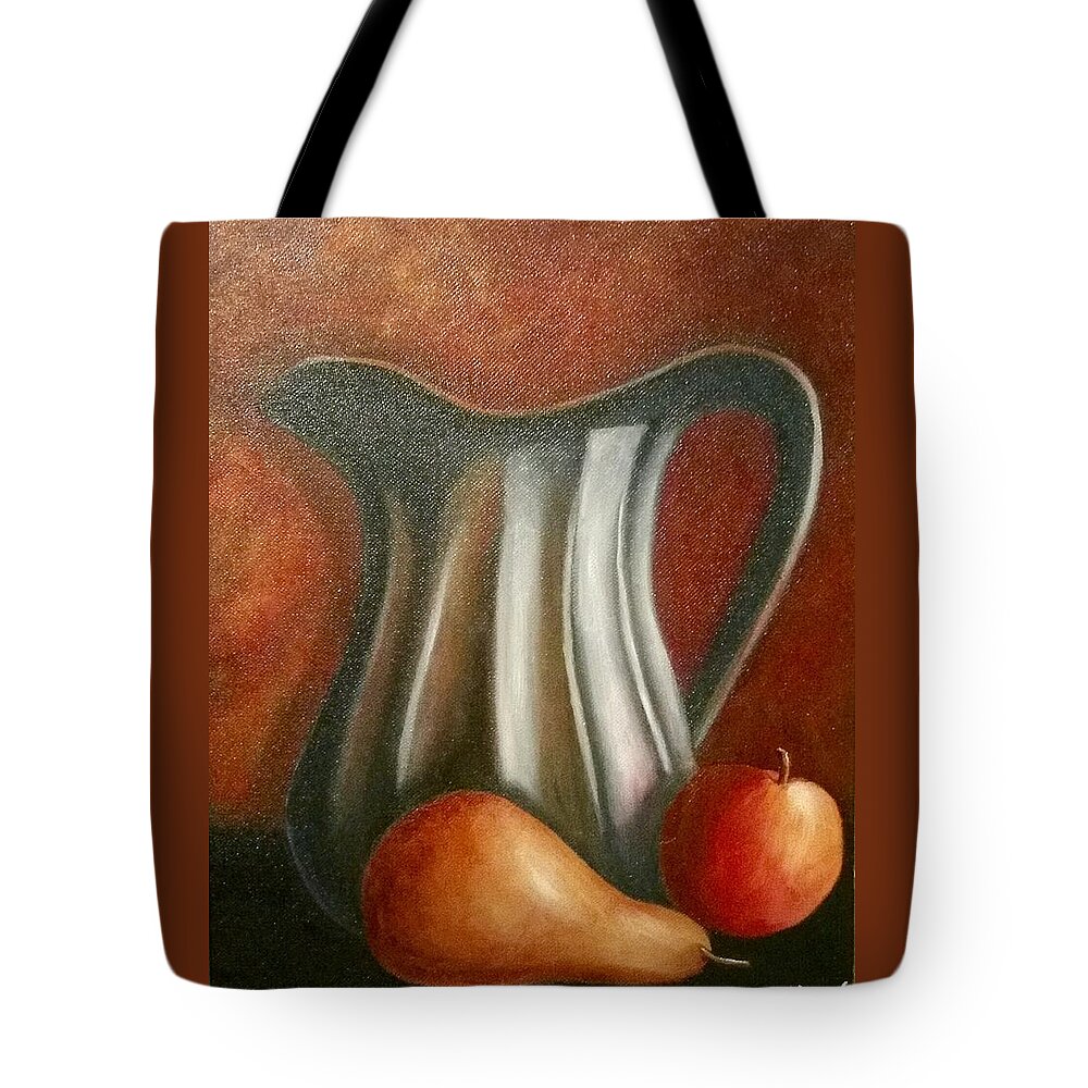 Pewter Tote Bag featuring the painting Pewter Reflections by Susan Dehlinger