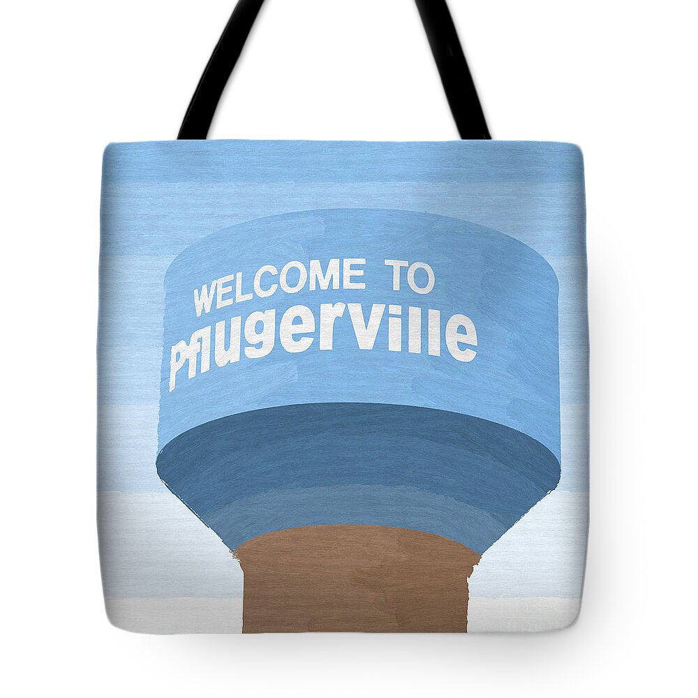 Pflugerville Tote Bag featuring the painting Pflugerville Water Tower by D Tao
