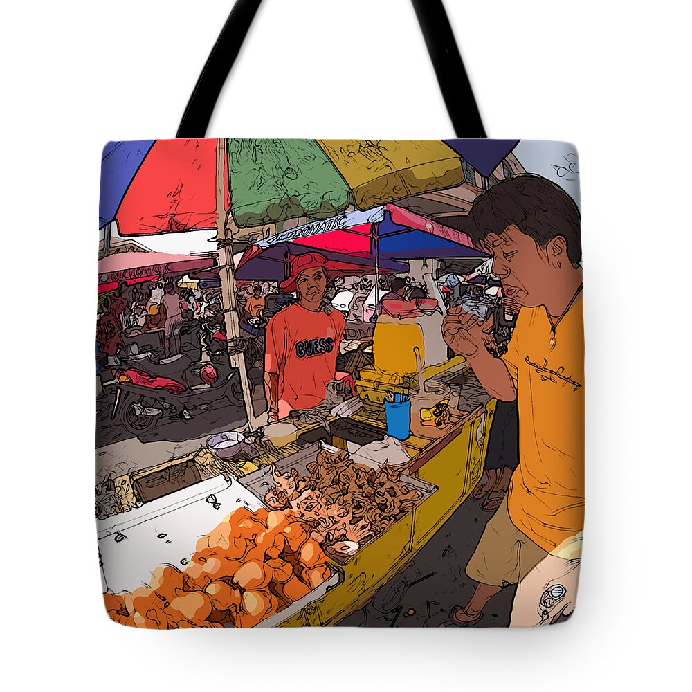 Philippines Tote Bag featuring the painting Philippines 1299 Street Food by Rolf Bertram