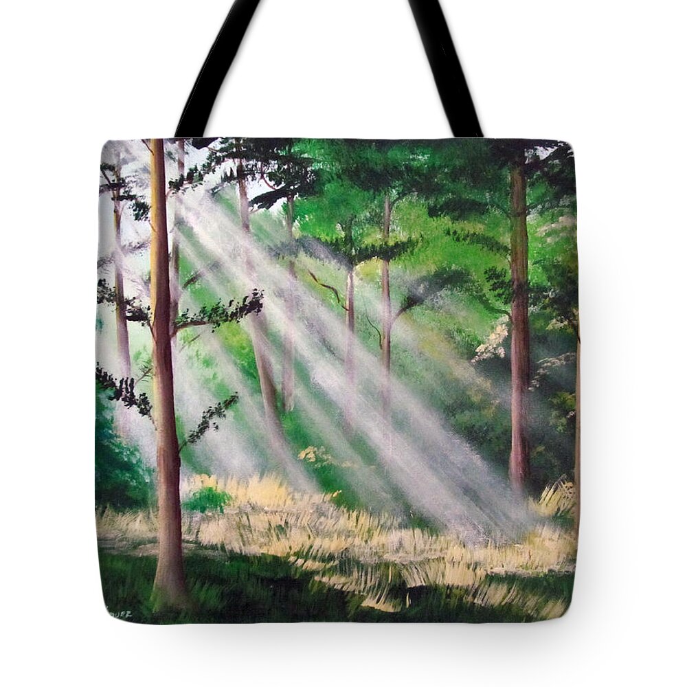 Forest Tote Bag featuring the painting Phosphorescent Forest by Luis F Rodriguez