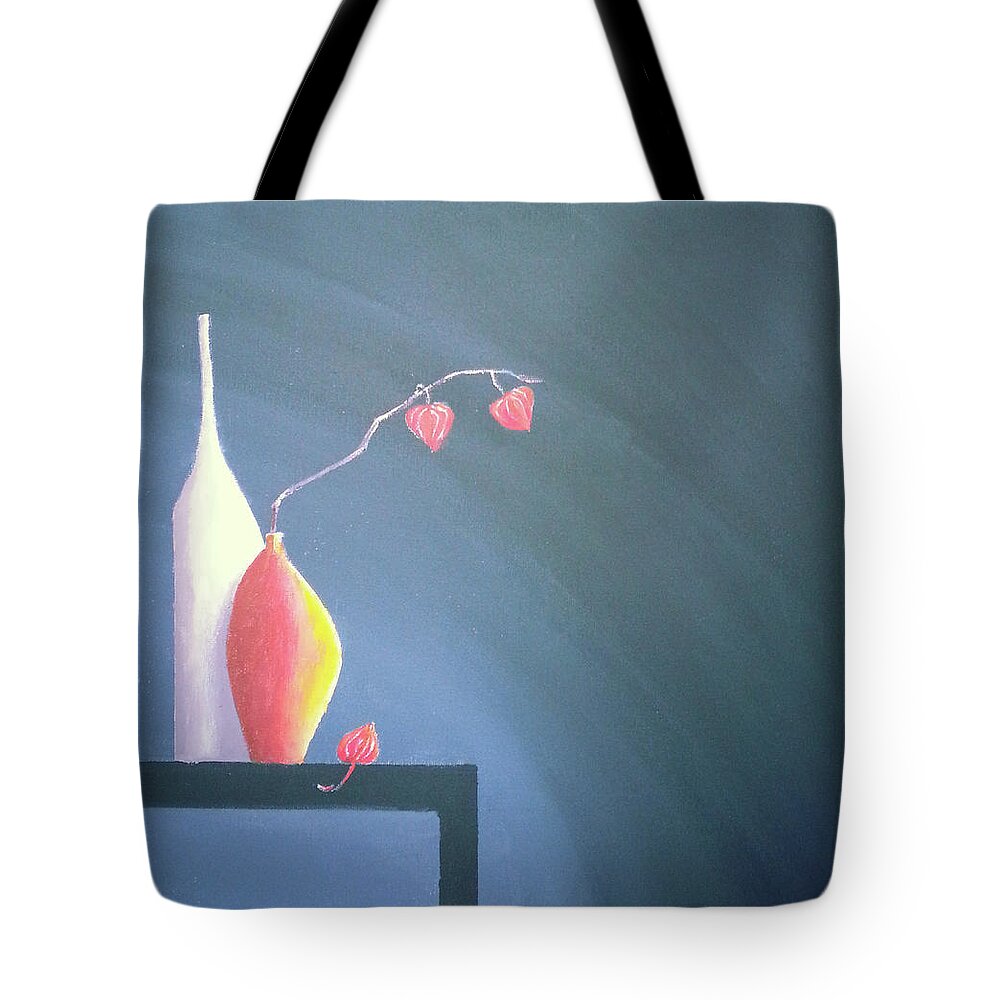 Modern Tote Bag featuring the painting Physalis by Florentina Maria Popescu