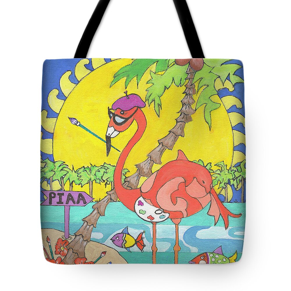 Whimsical Tote Bag featuring the painting PIA The Flamboyant Flamingo by Rosemary Aubut