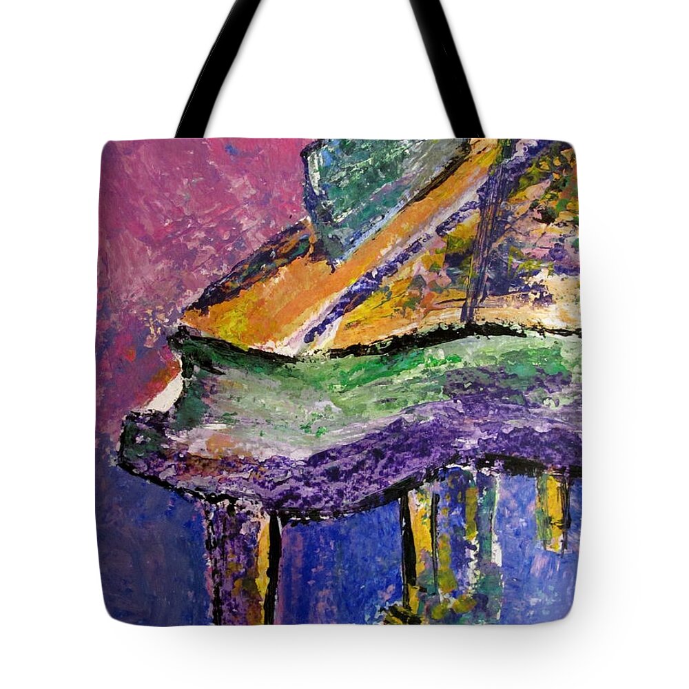 Piano Tote Bag featuring the painting Piano Purple - cropped by Anita Burgermeister