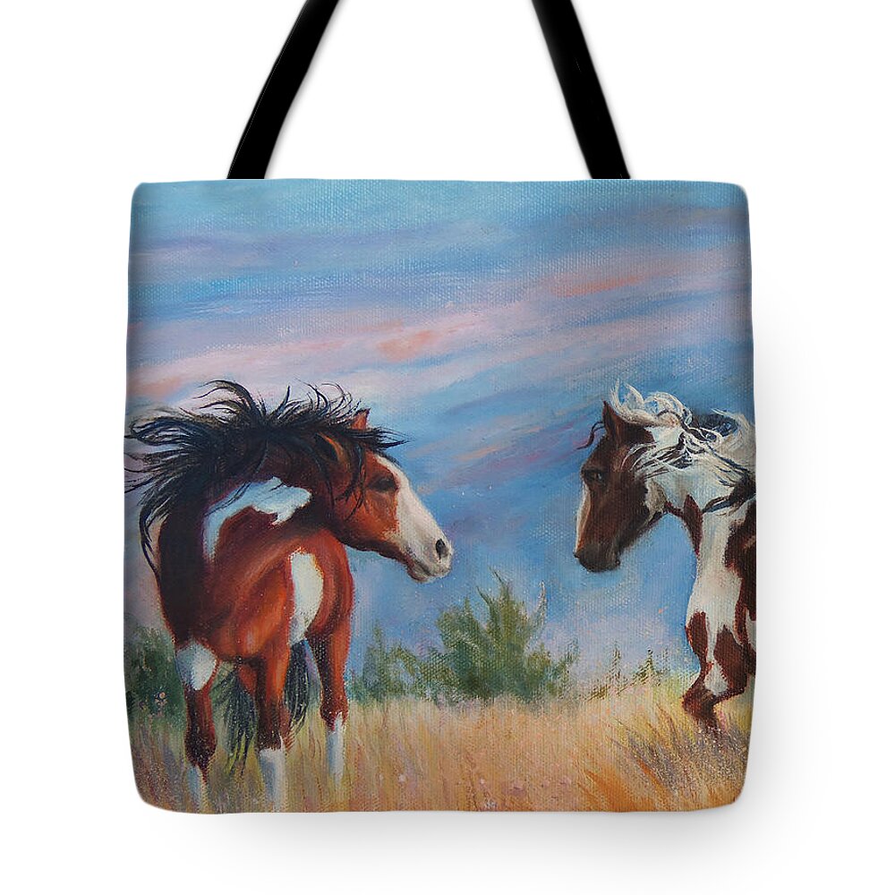 Equine Art Tote Bag featuring the painting Picasso Challenge by Karen Kennedy Chatham