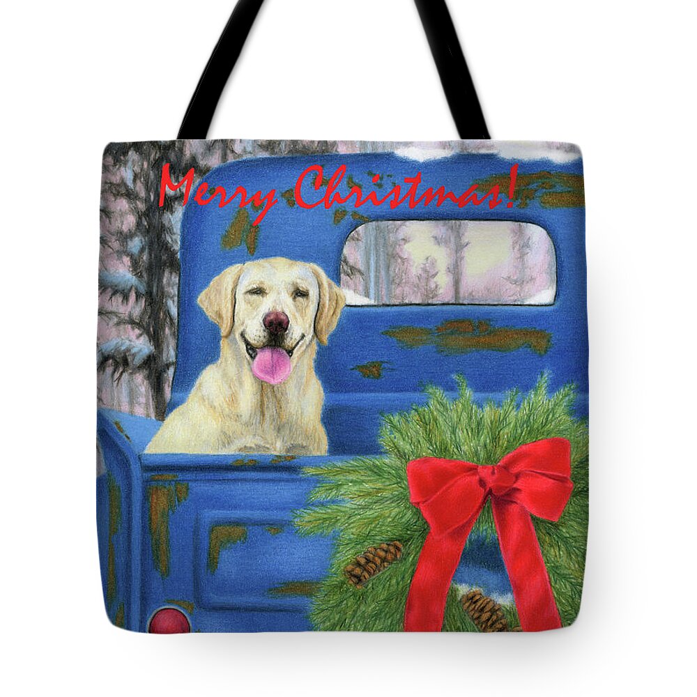 Christmas Tote Bag featuring the painting Pick-En Up The Christmas Tree- Merry Christmas by Sarah Batalka