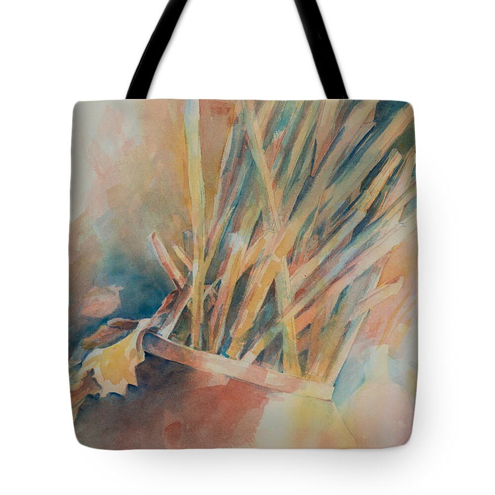 Watercolor Tote Bag featuring the painting Pickup Sticks by Lee Beuther