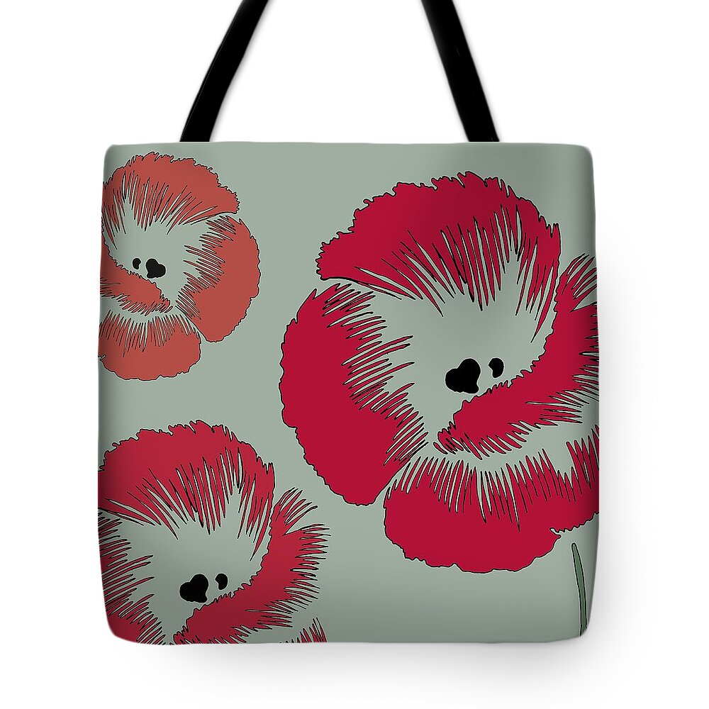 Poppy Tote Bag featuring the digital art Picnic Poppy by Sarah Hough