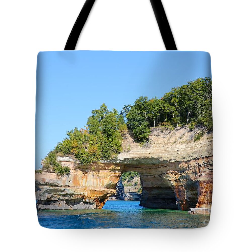 Pure Michigan Tote Bag featuring the photograph Picture Rocks by Robert Pearson