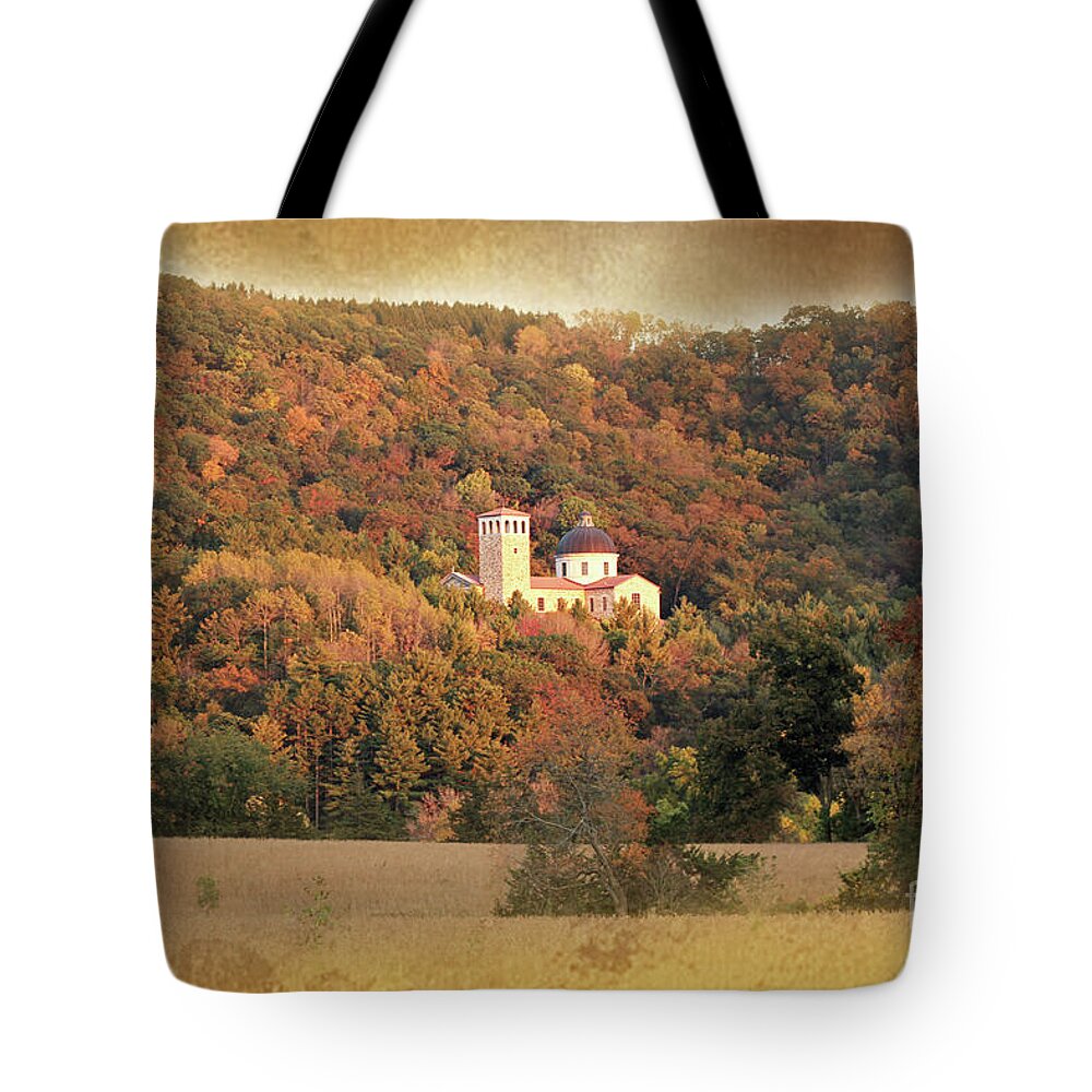 The Shrine Tote Bag featuring the photograph Picturesque Autumn by Inspired Arts