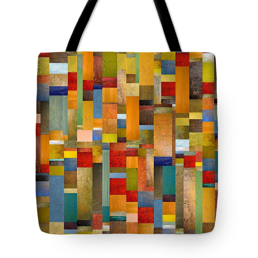Multicolored Tote Bag featuring the painting Pieces Parts by Michelle Calkins