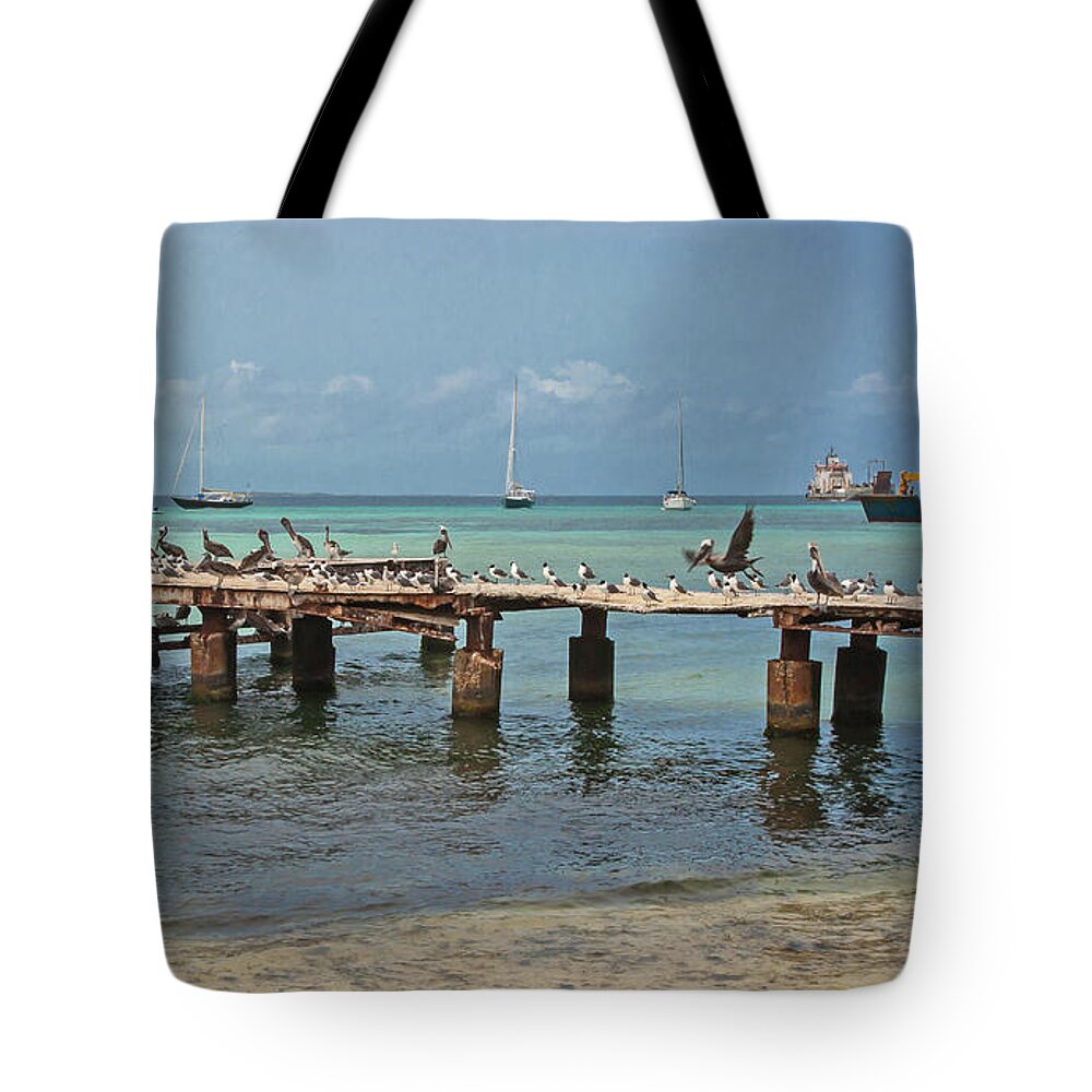 2016 Tote Bag featuring the photograph Pier for birds by Jean-Luc Baron
