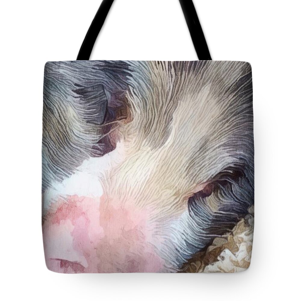 Pig Tote Bag featuring the digital art Pig by Looking Glass Images
