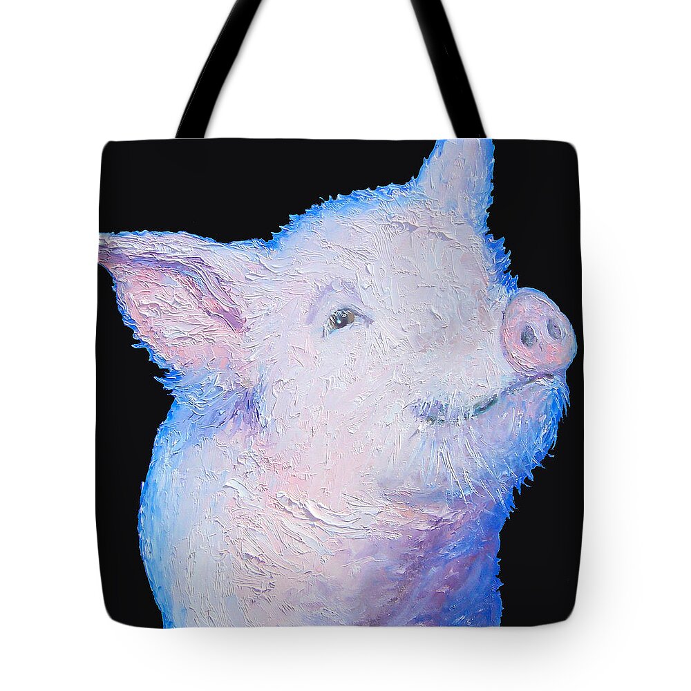 Pig Tote Bag featuring the painting Pig Painting for the kitchen by Jan Matson