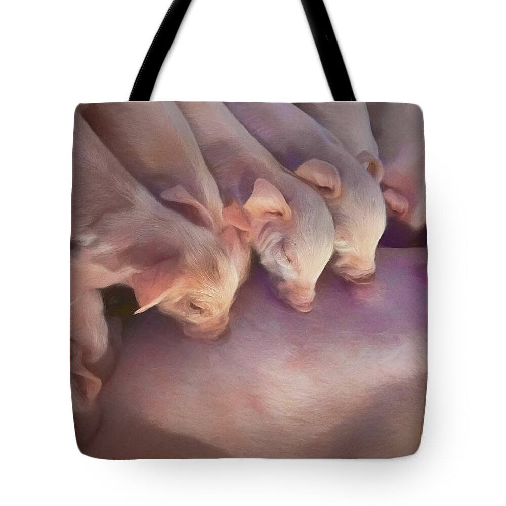 Farm Animals Tote Bag featuring the photograph Piglets Nine by Nikolyn McDonald