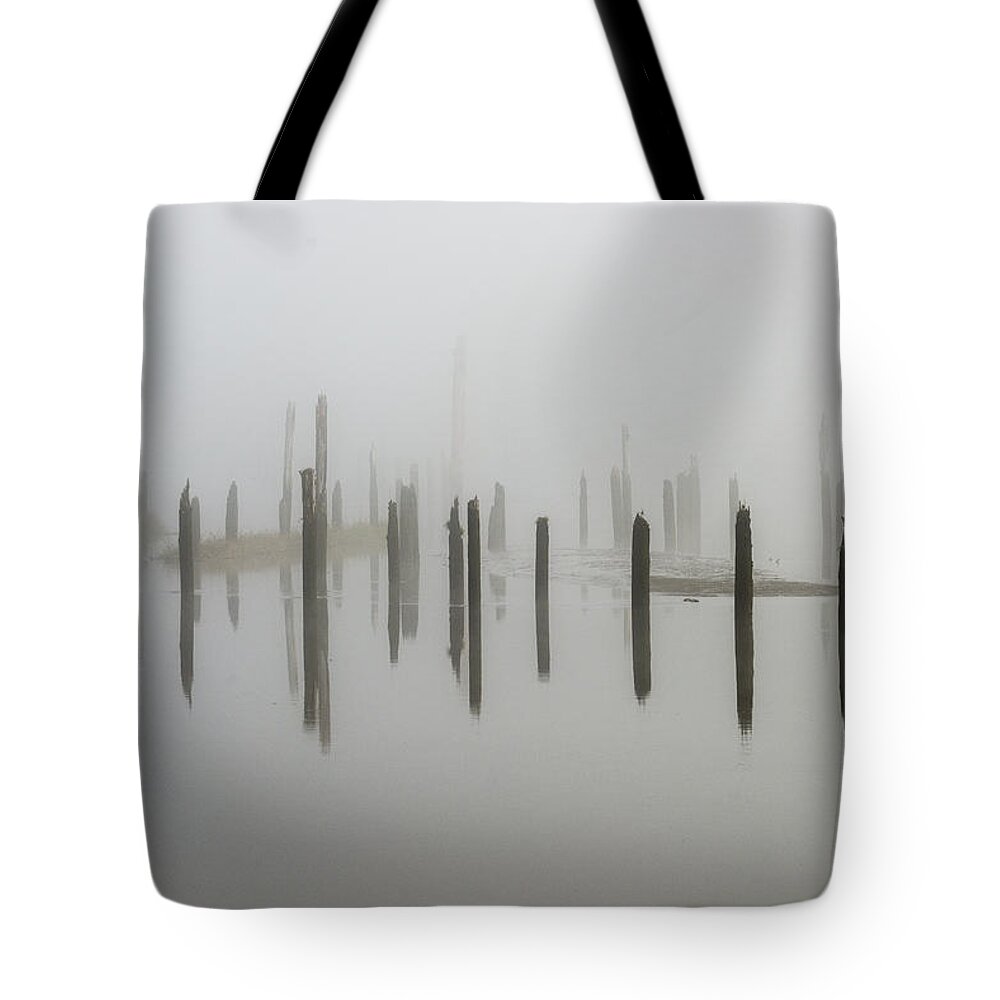 Astoria Tote Bag featuring the photograph Pilings in the Mist by Robert Potts